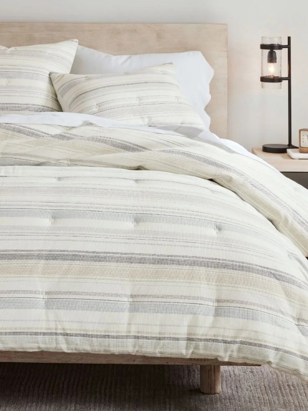 Pottery Barn Clayton Striped Comforter King / California Bedding Cotton NWT